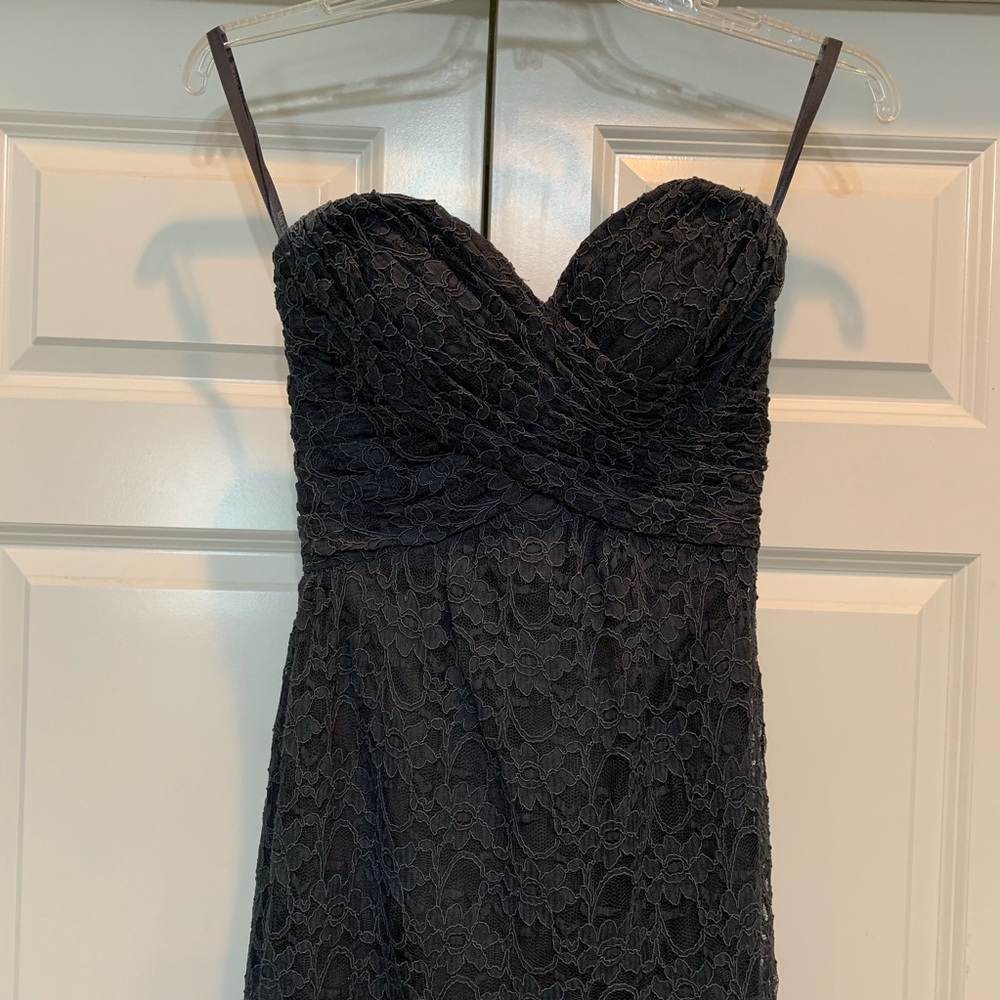 Charcoal Mori Lee strapless dress
